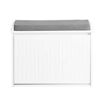 Sobuy Fsr98-W, Shoe Storage Bench With Cushion - Shoe Rack & Cabinet With Flip Drawers,white,w62Xd26Xh45 - image 1