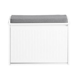 Sobuy Fsr98-W, Shoe Storage Bench With Cushion - Shoe Rack & Cabinet With Flip Drawers,white,w62Xd26Xh45 - thumbnail 1
