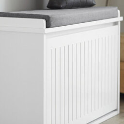 Sobuy Fsr98-W, Shoe Storage Bench With Cushion - Shoe Rack & Cabinet With Flip Drawers,white,w62Xd26Xh45 - thumbnail 7