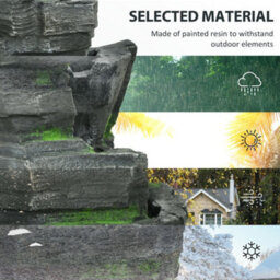 Outsunny Garden Fountain, Outdoor Water Feature With Led Light, Dark Grey - thumbnail 7