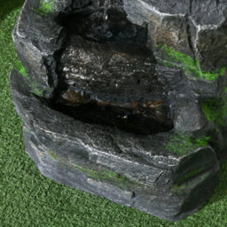 Outsunny Garden Fountain, Outdoor Water Feature With Led Light, Dark Grey - thumbnail 9