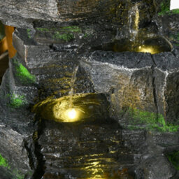 Outsunny Garden Fountain, Outdoor Water Feature With Led Light, Dark Grey - thumbnail 8