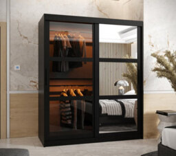 Arte Parma Ii Sliding Door Wardrobe (H2000mm W1500mm D620mm) With Shelves -Black Matt - thumbnail 1