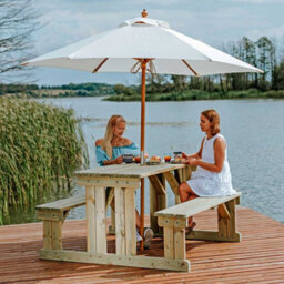 Leisurebench Guernsey 8 Seat Easy Access Walk-In Picnic Table 170Cm - Green Pine - thumbnail 8
