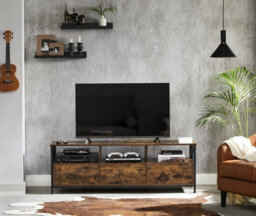 Songmics Vasagle Tv Stand Cabinet For Up To 65 Inch Tv, Tv Unit With 3 Drawers And Storage Shelves, 147 X 40 X 50 Cm, Farmhouse Industrial - thumbnail 1