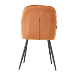 Thehotsale Set Of 2 Orange Velvet Dining Chairs With Armrests And Black Iron Legs - thumbnail 5