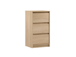 Impact Furniture Narrow Chest Of Drawers Slim Storage Cabinet Handleless 3 Drawer Unit White Washed Light Oak Effect Mana - thumbnail 5