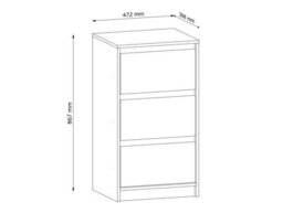 Impact Furniture Narrow Chest Of Drawers Slim Storage Cabinet Handleless 3 Drawer Unit White Washed Light Oak Effect Mana - thumbnail 7