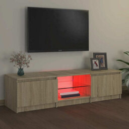 Berkfield Modern Tv Cabinet With Led Lights Sonoma Oak 140X40X35.5 Cm - thumbnail 5