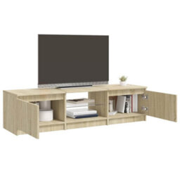 Berkfield Modern Tv Cabinet With Led Lights Sonoma Oak 140X40X35.5 Cm - thumbnail 6