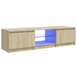 Berkfield Modern Tv Cabinet With Led Lights Sonoma Oak 140X40X35.5 Cm - thumbnail 1