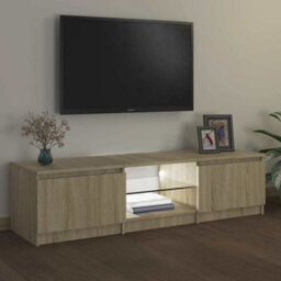 Berkfield Modern Tv Cabinet With Led Lights Sonoma Oak 140X40X35.5 Cm - thumbnail 4