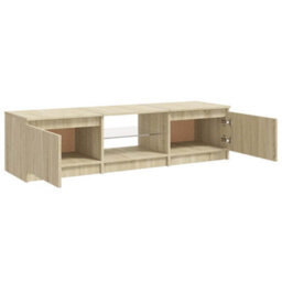 Berkfield Modern Tv Cabinet With Led Lights Sonoma Oak 140X40X35.5 Cm - thumbnail 8