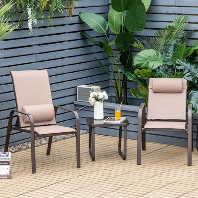 Costway 3-Piece Patio Bistro Furniture Set Outdoor Coffee Table Stackable Chairs Set - image 1