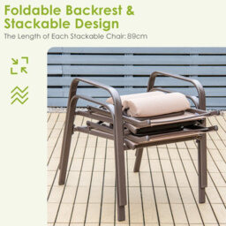 Costway 3-Piece Patio Bistro Furniture Set Outdoor Coffee Table Stackable Chairs Set - thumbnail 8