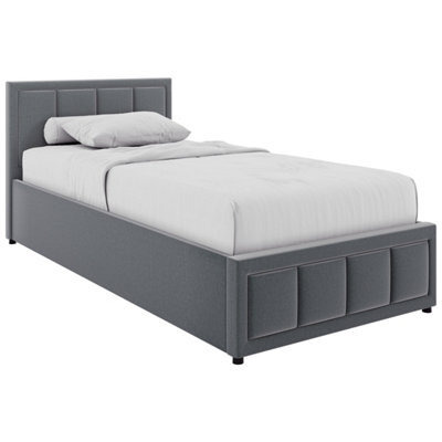 Lassic Vida Designs Vanita 3Ft Single Ottoman Storage Bed With Gas Lift Upholstered Fabric Bed Frame With Padded Headboard, Light Grey - image 1
