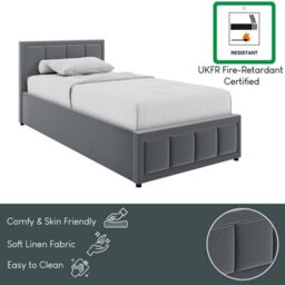 Lassic Vida Designs Vanita 3Ft Single Ottoman Storage Bed With Gas Lift Upholstered Fabric Bed Frame With Padded Headboard, Light Grey - thumbnail 6