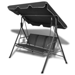 Walplus Garden Swing Bench With Canipy Black