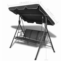 Walplus Garden Swing Bench With Canipy Black - thumbnail 6