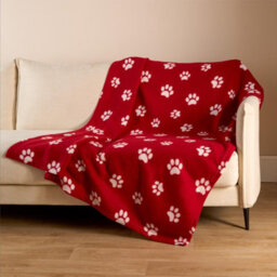 Ohs Pet Dog Blanket Throw Soft Crate Paw Puppy Animal Mat, Red - 120 X 150Cm - thumbnail 3
