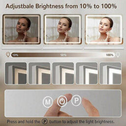 50x40cm Hollywood Style LED Makeup Mirror Adjustable Brightness, 3 Light Modes, Touch Sensor & Memory Function - thumbnail 4