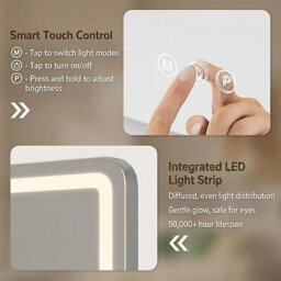 50x40cm Hollywood Style LED Makeup Mirror Adjustable Brightness, 3 Light Modes, Touch Sensor & Memory Function - thumbnail 3