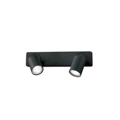 Ideal Lux Rudy Indoor Wall Lamp Spotlight 2 Lights Black, Gu10
