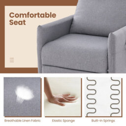 Costway Push Back Recliner Chair Linen Fabric Reclining Armchair Single Sofa - thumbnail 7