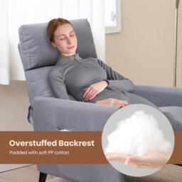 Costway Push Back Recliner Chair Linen Fabric Reclining Armchair Single Sofa - thumbnail 8