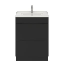 GoodHome Imandra Matt Black Freestanding Bathroom Cabinet (H) 820mm (W) 600mm - thumbnail 3
