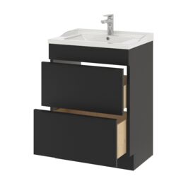 GoodHome Imandra Matt Black Freestanding Bathroom Cabinet (H) 820mm (W) 600mm - thumbnail 4