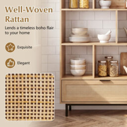 Costway 162Cm Tall Wooden Bookcase 6-Tier Bookshelf W/8 Cubes & Rattan Drawer - thumbnail 8