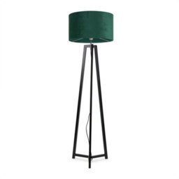 Valuelights Lottie Black Wood Tripod Floor Lamp With Forest Green Velvet Drum Shade - thumbnail 2