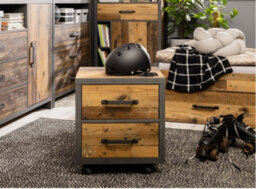 Impact Furniture Mobile Pedestal Drawer Unit Office Bedroom Storage Bedside Cabinet Grey With Rustic Oak Pine Effect Weston - thumbnail 8