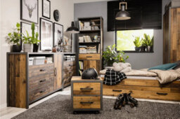 Impact Furniture Mobile Pedestal Drawer Unit Office Bedroom Storage Bedside Cabinet Grey With Rustic Oak Pine Effect Weston - thumbnail 7