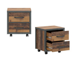 Impact Furniture Mobile Pedestal Drawer Unit Office Bedroom Storage Bedside Cabinet Grey With Rustic Oak Pine Effect Weston - thumbnail 2
