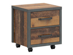 Impact Furniture Mobile Pedestal Drawer Unit Office Bedroom Storage Bedside Cabinet Grey With Rustic Oak Pine Effect Weston - thumbnail 4