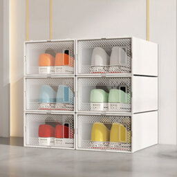 Living And Home White 12 Pcs Waterproof Plastic Shoe Storage Boxes - thumbnail 2