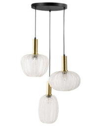Beliani 3-Light Pendant Lamp With Clear Glass Shades And Retro Metal Base, 45Cm Dia, 121Cm Drop - thumbnail 2