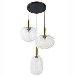 Beliani 3-Light Pendant Lamp With Clear Glass Shades And Retro Metal Base, 45Cm Dia, 121Cm Drop - thumbnail 3