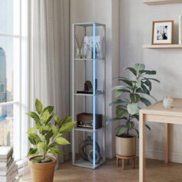 Homcom Rgb Led Floor Lamp With Shelves And Remote Control For Bedroom, Grey - thumbnail 8