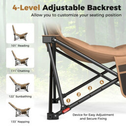 Gainoom Heavy Duty Folding Camp Chair 225Kg Support Padded Outdoor Chair With Bag - thumbnail 7