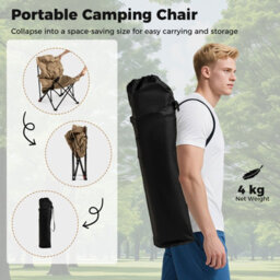 Gainoom Heavy Duty Folding Camp Chair 225Kg Support Padded Outdoor Chair With Bag - thumbnail 3