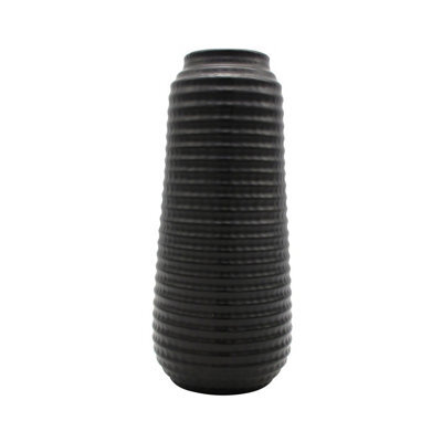 Vanity Living Set Of 2 35Cm Matte Black Ceramic Vase, Modern Decorative Home And Office Accent
