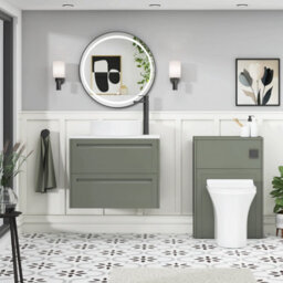 Royal Bathrooms Royal Bathroom Elmore 700mm Matt Green Wall Mounted Countertop Bathroom Vanity Unit 2 Drawer With Art Basin - thumbnail 5