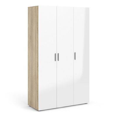 Furniture To Go Pepe Wardrobe With 3 Doors In Oak With White High Gloss - image 1