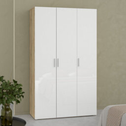 Furniture To Go Pepe Wardrobe With 3 Doors In Oak With White High Gloss - thumbnail 6