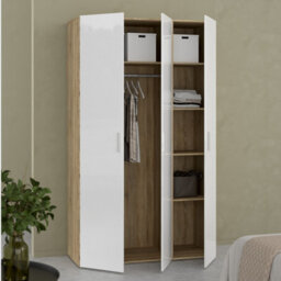 Furniture To Go Pepe Wardrobe With 3 Doors In Oak With White High Gloss - thumbnail 7
