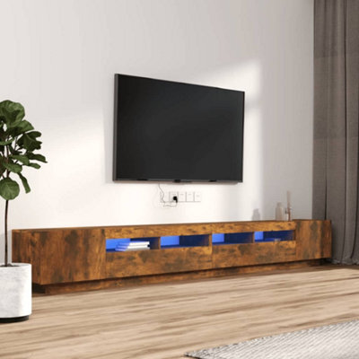Vidaxl 3 Piece Tv Cabinet Set With Led Lights Smoked Oak Engineered Wood - image 1