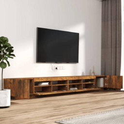 Vidaxl 3 Piece Tv Cabinet Set With Led Lights Smoked Oak Engineered Wood - thumbnail 6